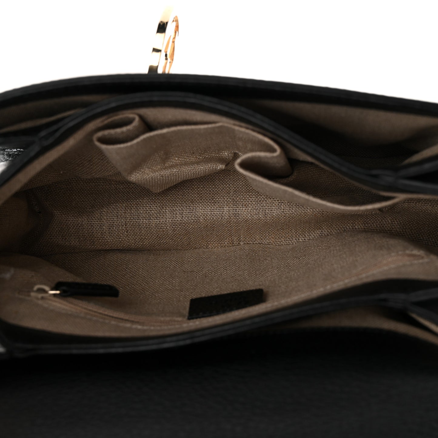 Dollar Calfskin Interlocking G Top Handle Shoulder Bag Black