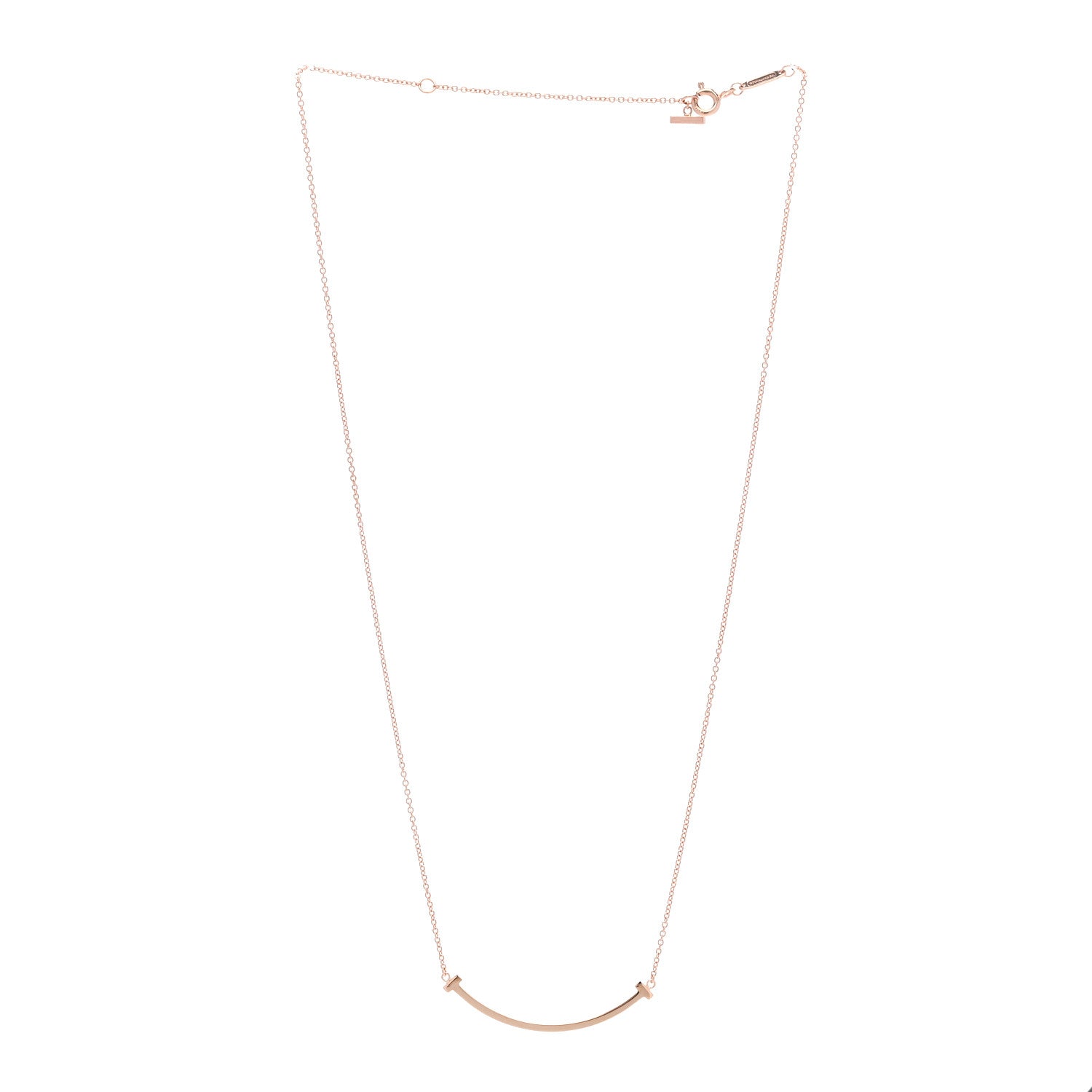 Tiffany 18K Rose Gold Small T Smile Pendant Necklace 3 of 4