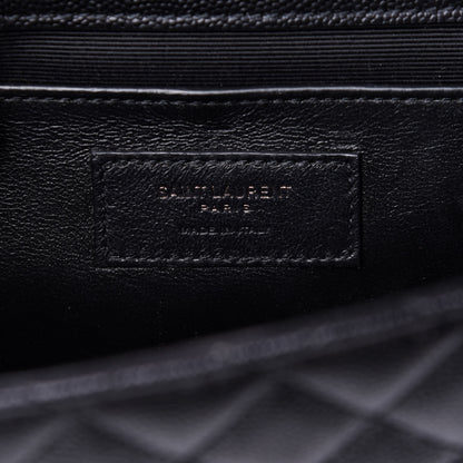 Saint Laurent Grain De Poudre Textured Mixed Matelasse Triquilt Medium Monogram Satchel Black 6 of 10