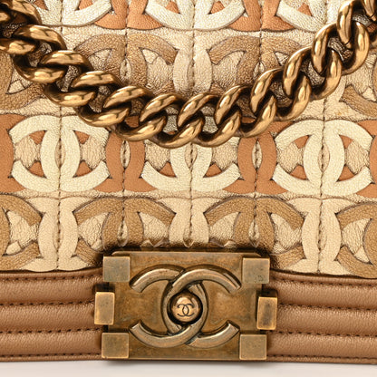 Chanel Metallic Lambskin Small Golden CC Boy Flap Dark Gold 10 of 10