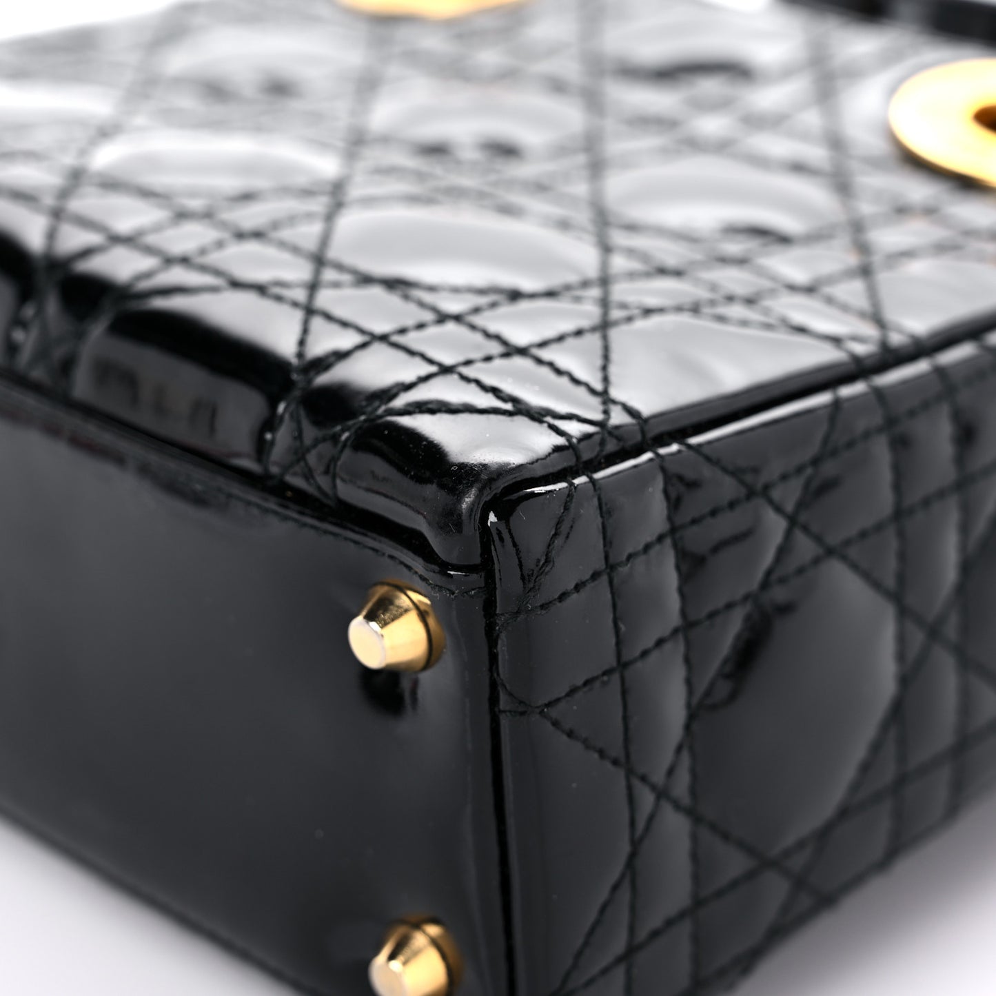Patent Cannage Mini Lady Dior Black