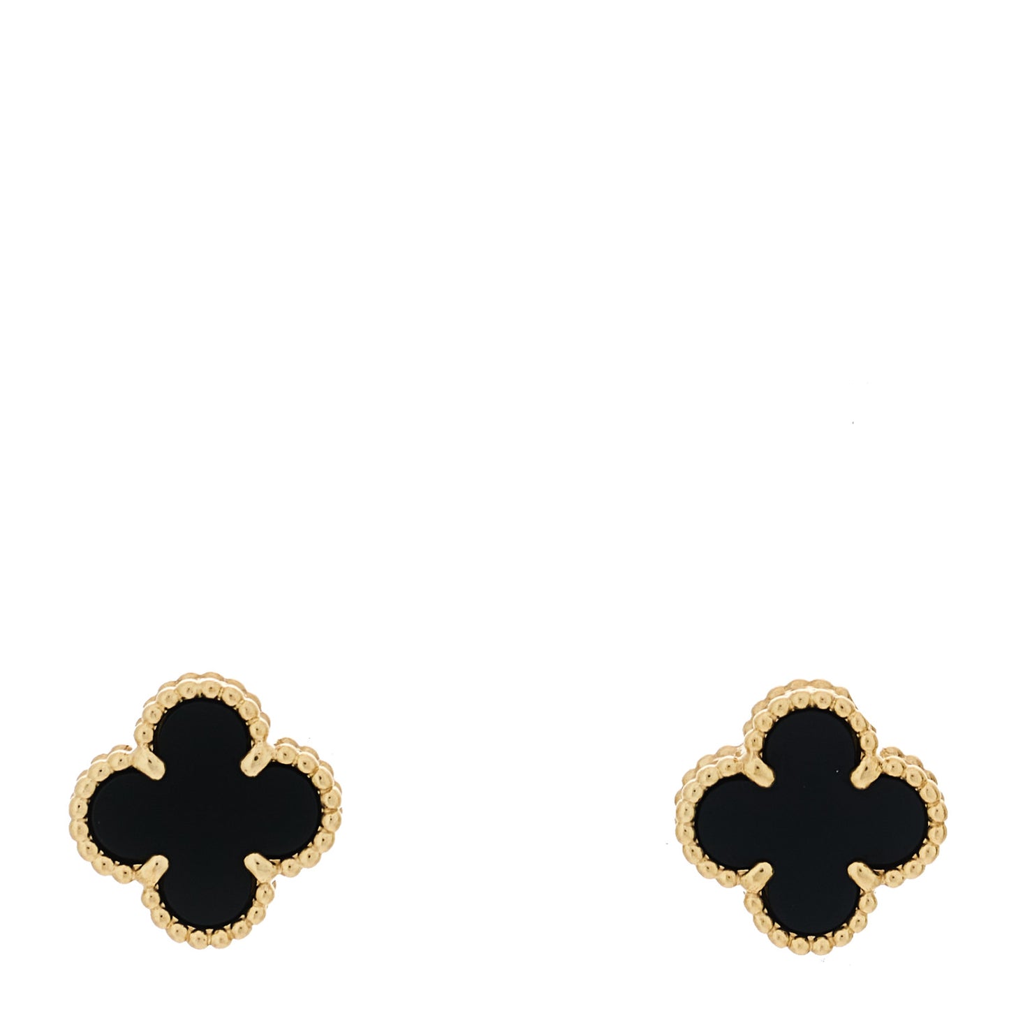 18K Yellow Gold Black Onyx Sweet Alhambra Earrings