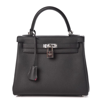 Hermes Togo Horseshoe Kelly Retourne 25 Black Magnolia 1 of 41