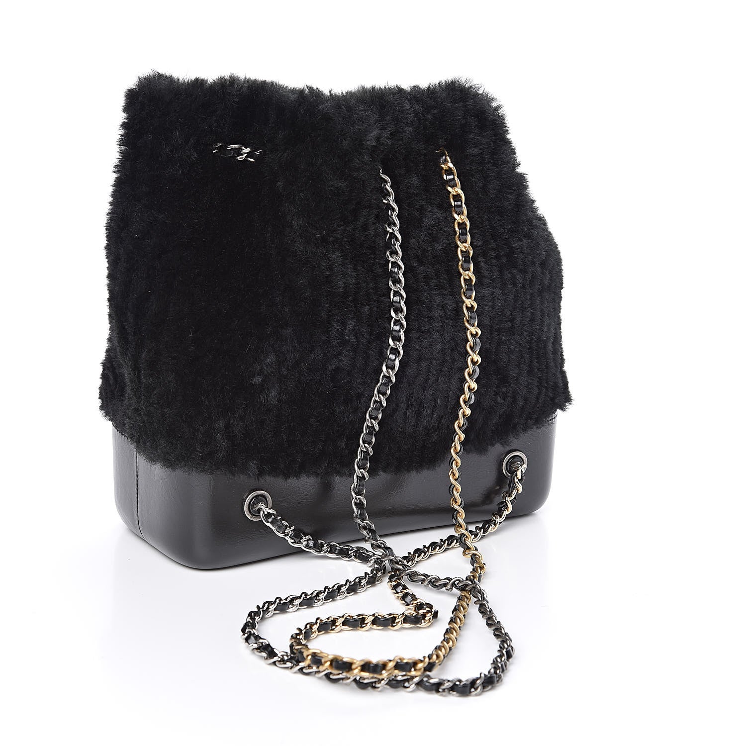 Chanel Shearling Small Gabrielle Backpack Black 3 of 10