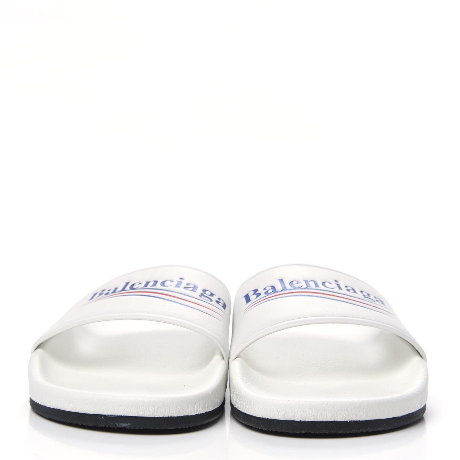 Balenciaga Nappa Political Campaign Logo Womens Pool Slide Sandals 39 White 2 of 8