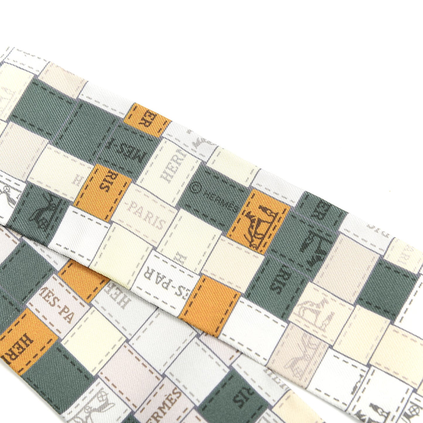 Silk Bolduc Au Carre Twilly Gris Kaki Ocre