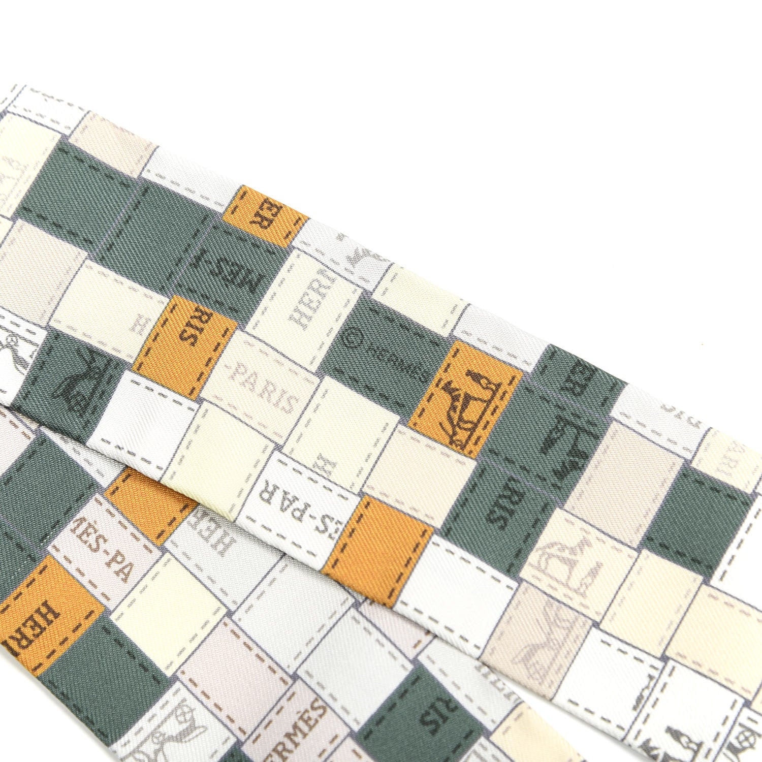 Hermes Silk Bolduc Au Carre Twilly Gris Kaki Ocre 5 of 5