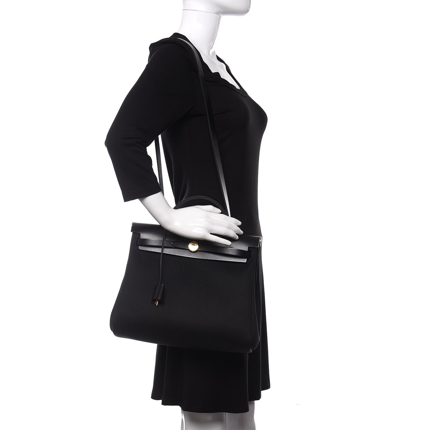 Hermes Military Toile Vache Hunter Herbag Zip PM 31 Black 2 of 9