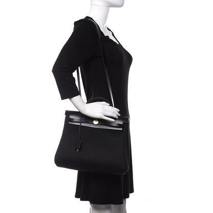 Hermes Military Toile Vache Hunter Herbag Zip PM 31 Black 2 of 9