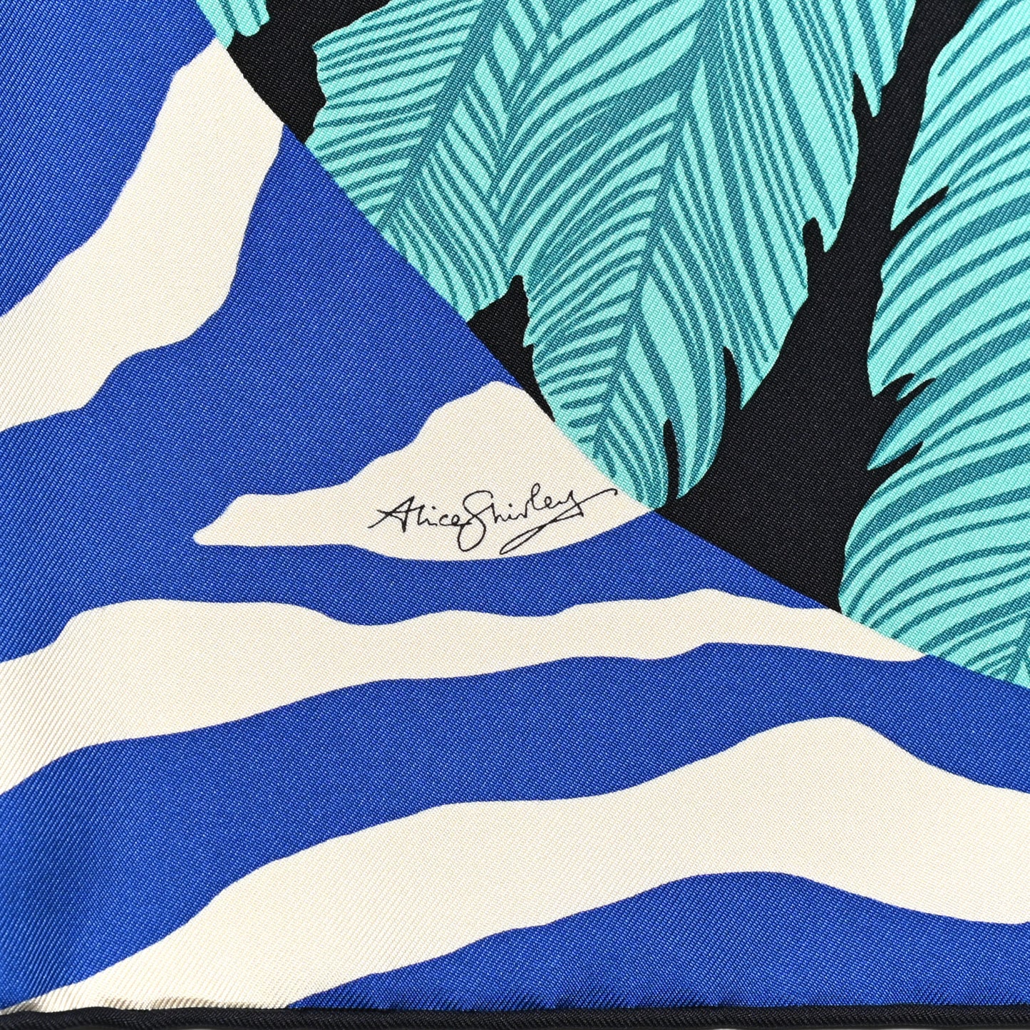 Silk Zebra Pegasus Scarf 90 Caban Turquoise Bleu Klein