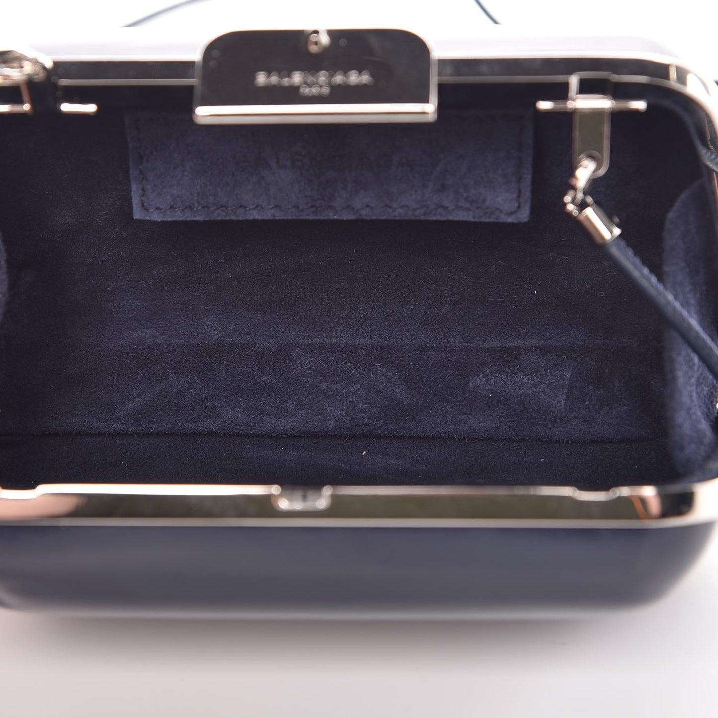 Calfskin Minaudiere Trapeze Clutch Bleu Persan