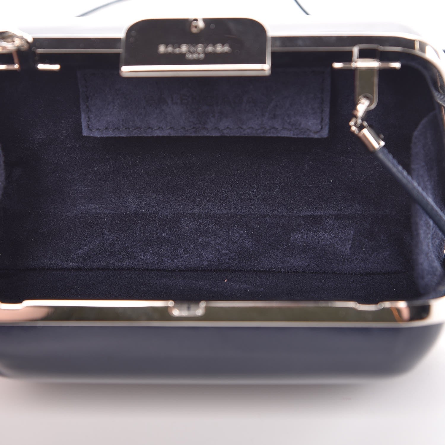 Balenciaga Calfskin Minaudiere Trapeze Clutch Bleu Persan 5 of 9