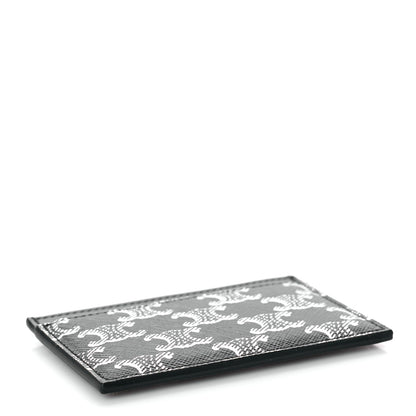 Celine Triomphe Canvas Card Holder Silver Black 4 of 9