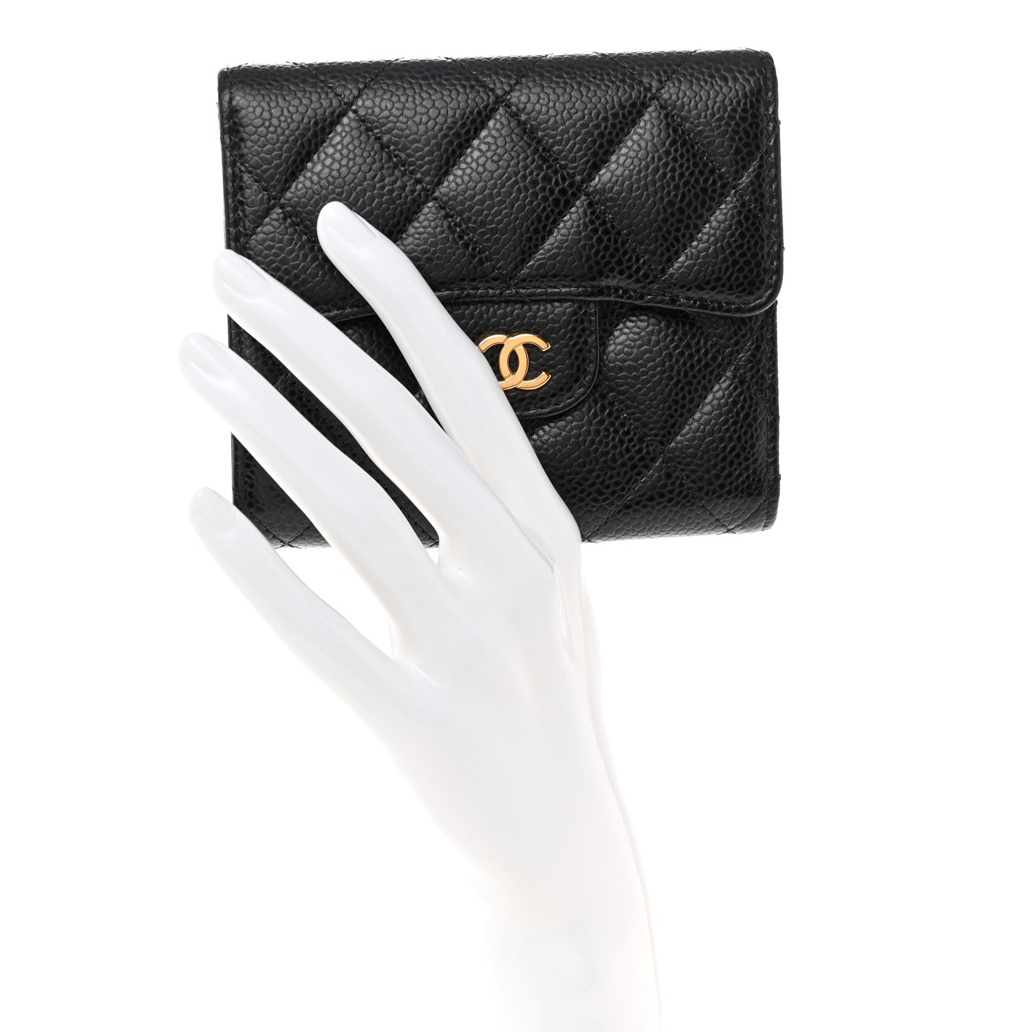 Chanel Caviar Quilted Compact Flap Wallet Black 2 of 8
