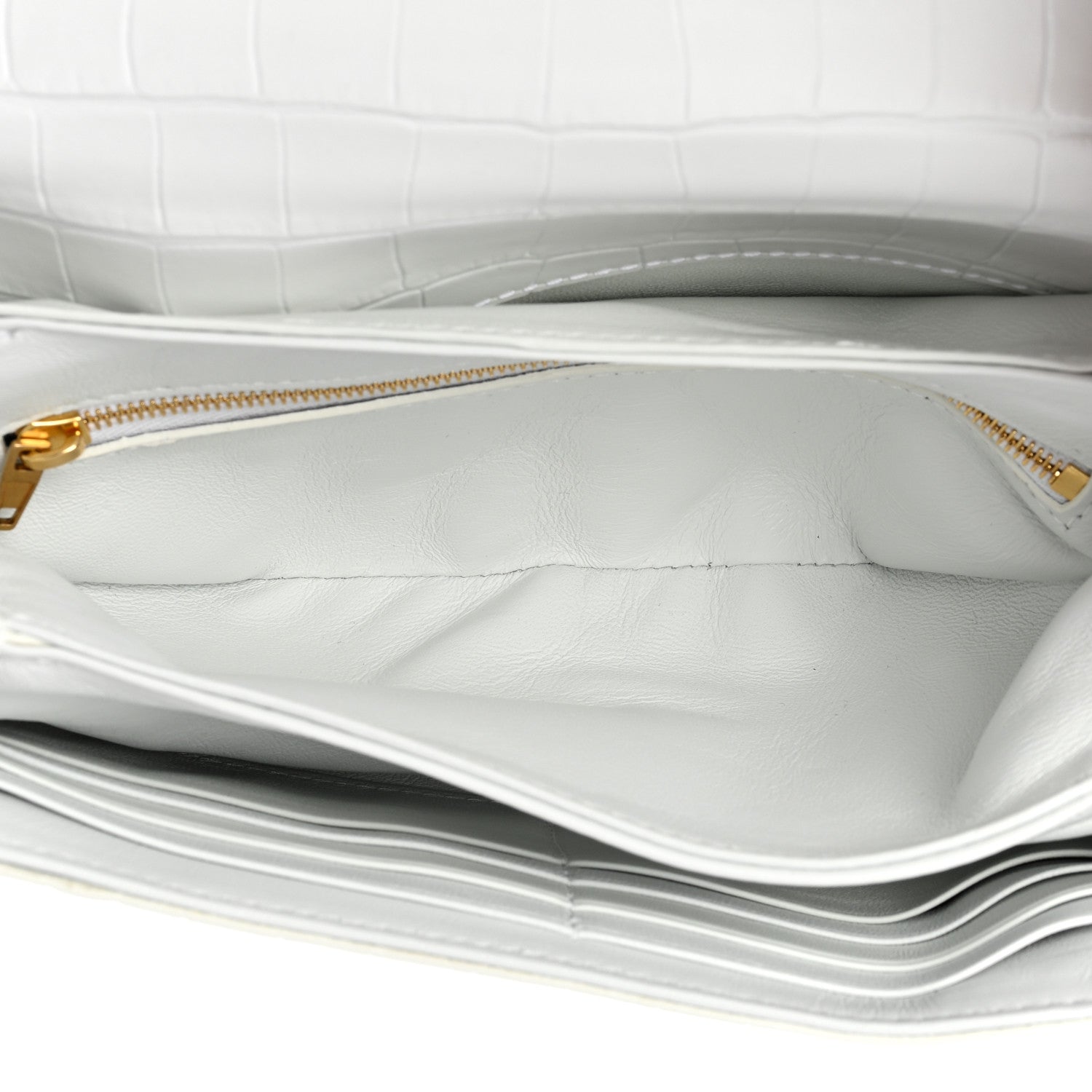 Balenciaga Shiny Extra Supple Calfskin Crocodile Embossed Small Triplet Bag Optic White 5 of 8