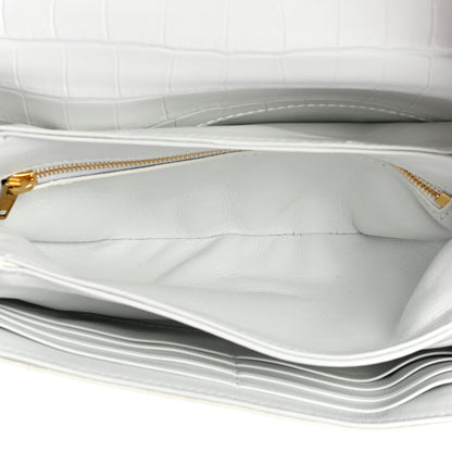 Balenciaga Shiny Extra Supple Calfskin Crocodile Embossed Small Triplet Bag Optic White 5 of 8