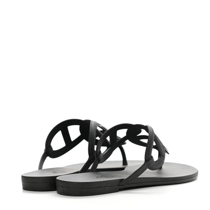 Hermes Rubber Womens Egerie Sandals 37 Black 4 of 9