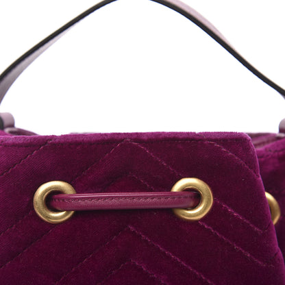 Gucci Velvet Matelasse GG Marmont Bucket Bag Fuchsia Violet Cyclamen 10 of 12