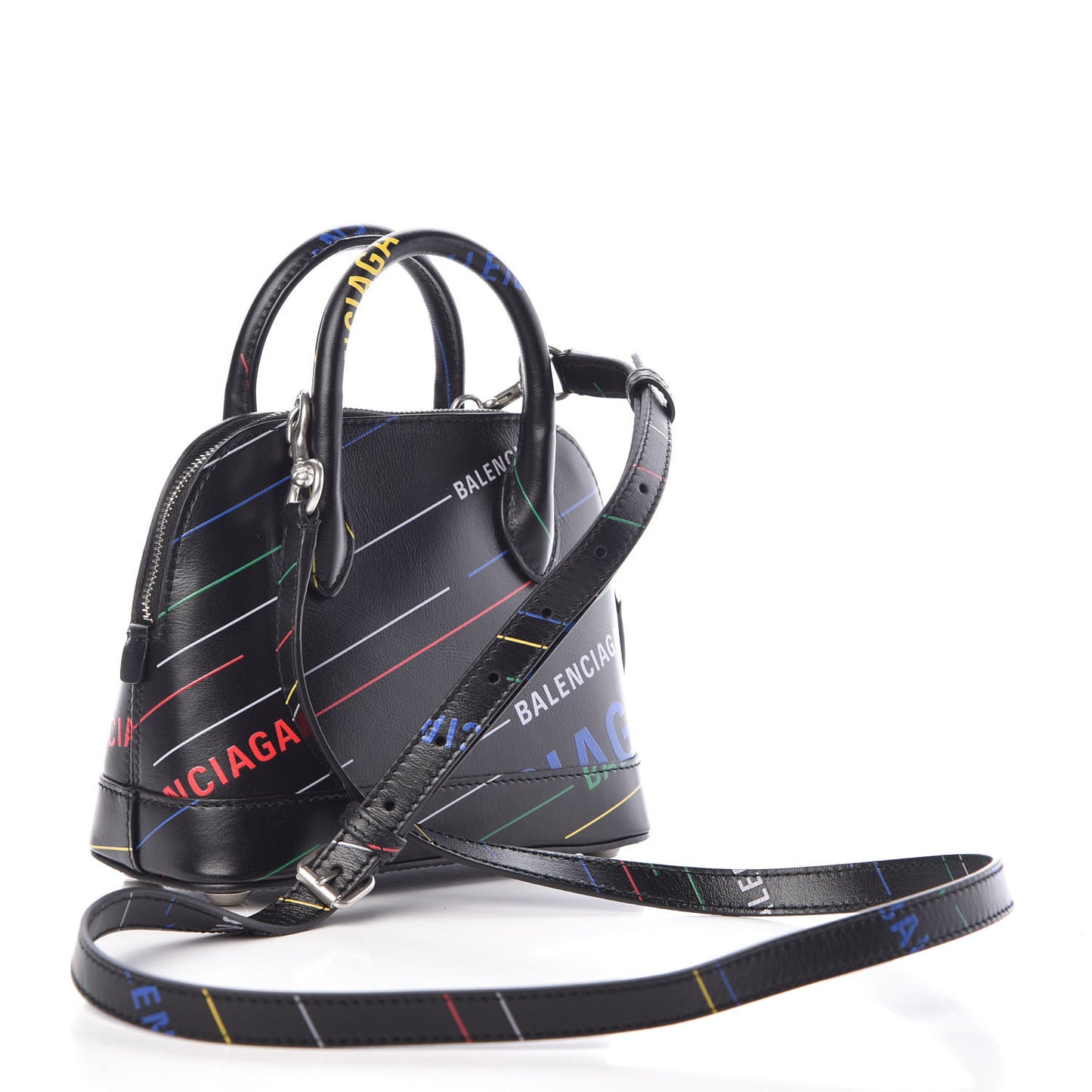 Calfskin Logo Print XXS Ville Top Handle Bag Black Multicolor