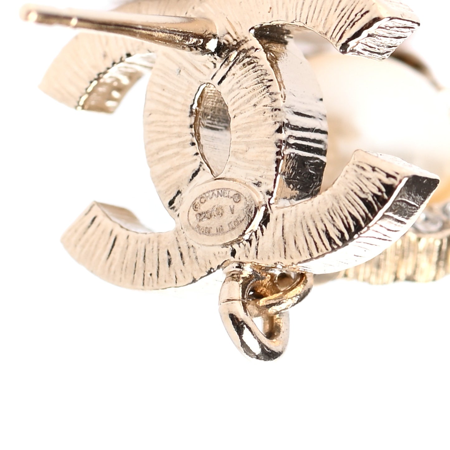 Crystal Pearl CC Lace Camellia Earrings Gold