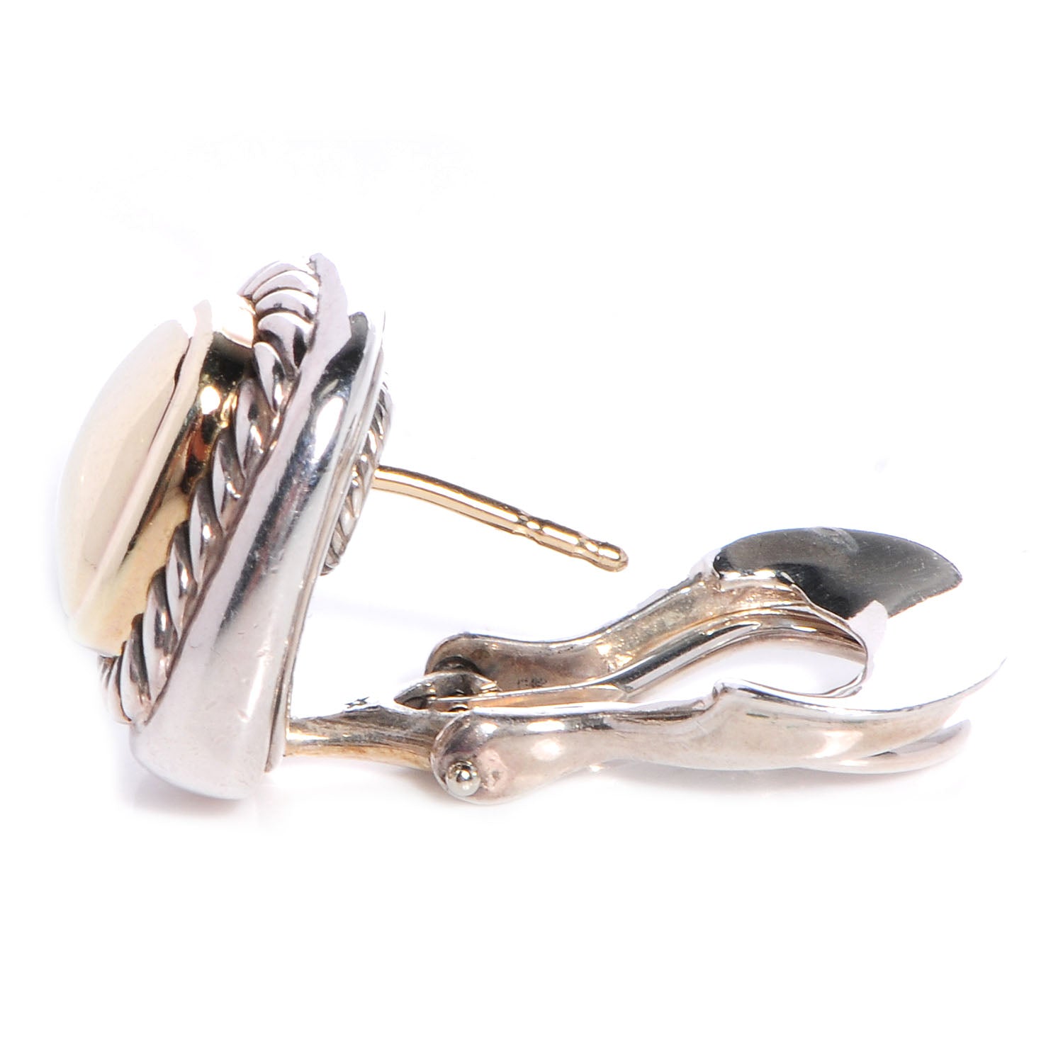 David Yurman Sterling Silver 14K Gold 10mm Albion Earrings 4 of 5
