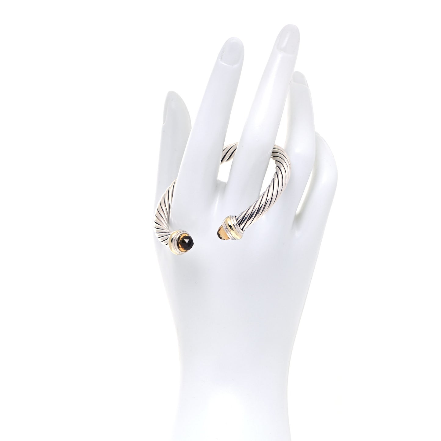 Sterling Silver 14K Yellow Gold Citrine 7mm Cable Classics Bracelet