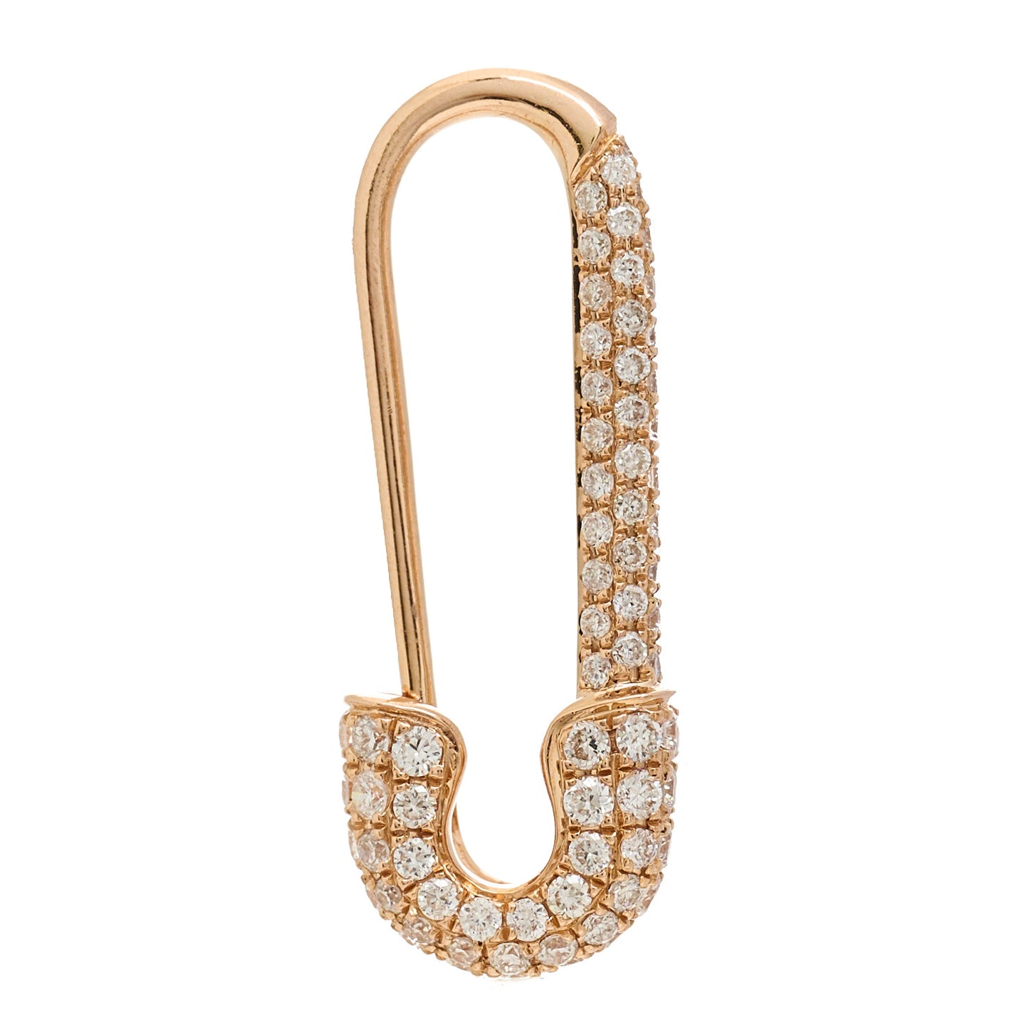 18K Yellow Gold Diamond Mini Safety Pin Earring