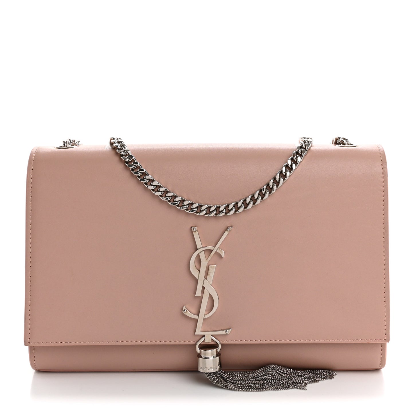 Smooth Calfskin Medium Classic Monogram Kate Tassel Satchel Pink