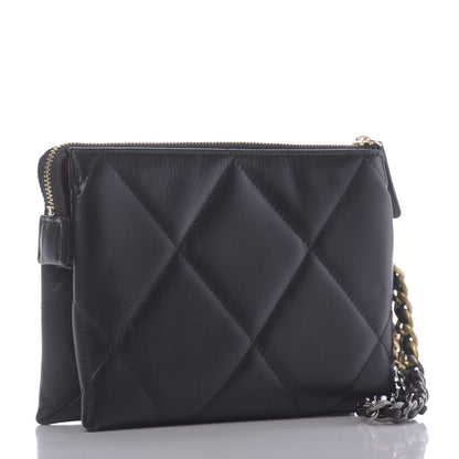 Chanel Shiny Goatskin Quilted Small Chanel 19 Pouch With Handle Black 3 of 10