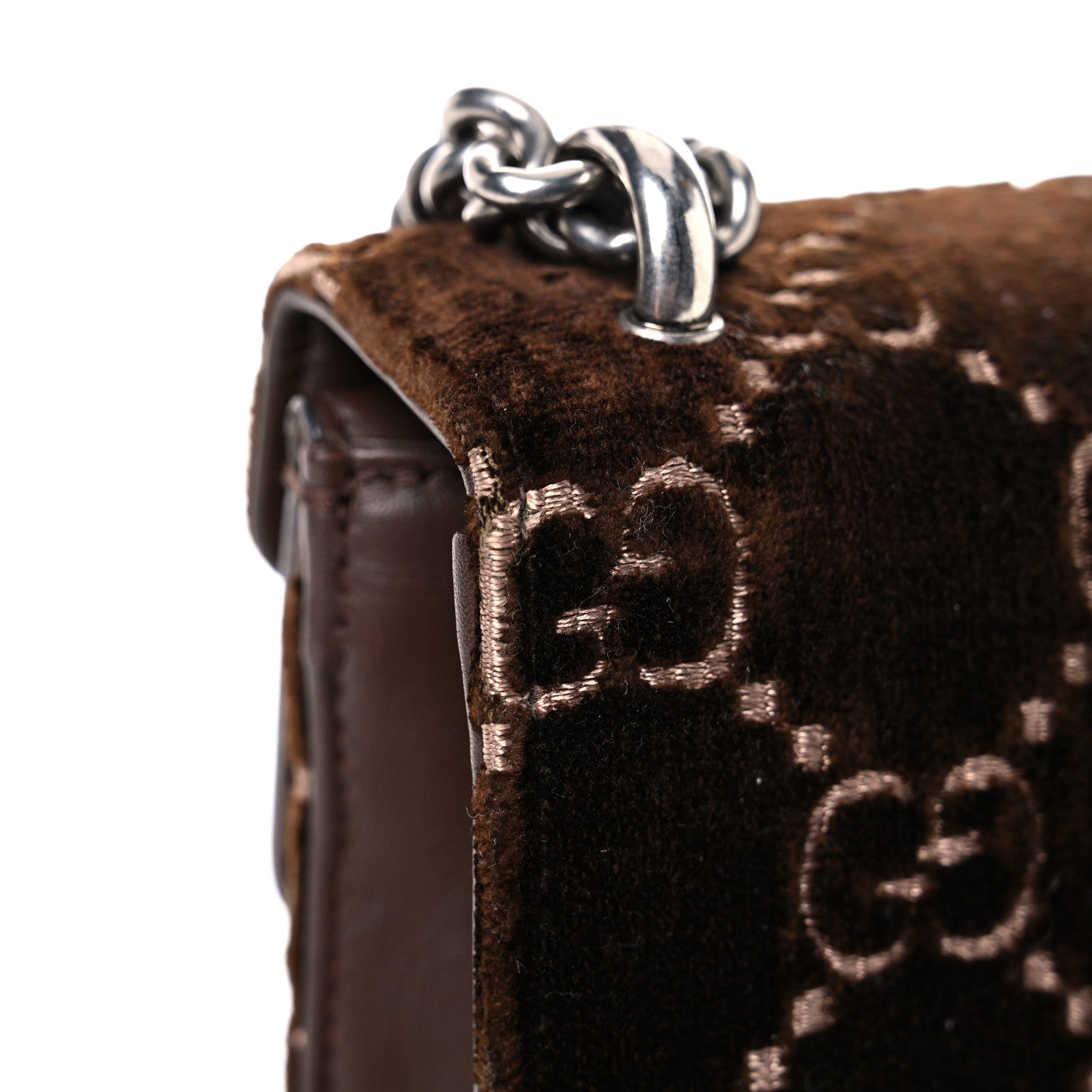 Gucci Velvet Moon Calfskin Crystal GG Monogram Small Dionysus Shoulder Bag Brown Vintage Cocoa Black Diamond 20 of 22