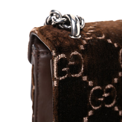 Gucci Velvet Moon Calfskin Crystal GG Monogram Small Dionysus Shoulder Bag Brown Vintage Cocoa Black Diamond 20 of 22