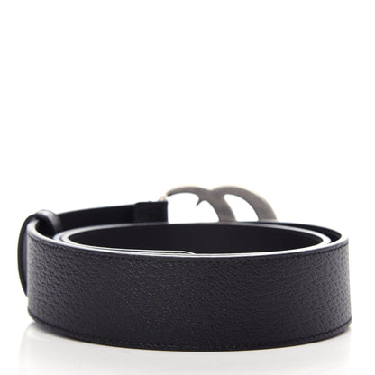 Gucci Textured Dollar Calfskin Nickel Double G 40mm Belt 90 36 Black 2 of 6