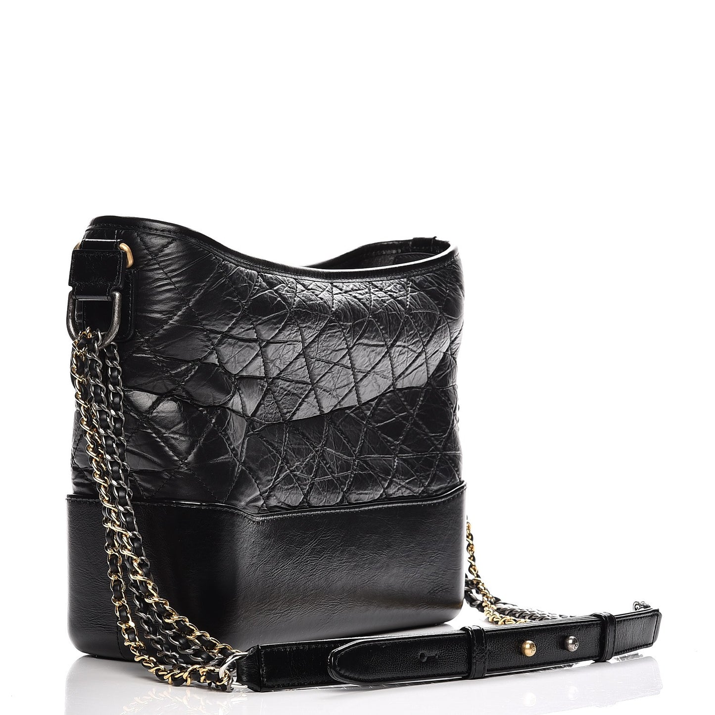 Aged Calfskin Quilted Medium Gabrielle Hobo Black