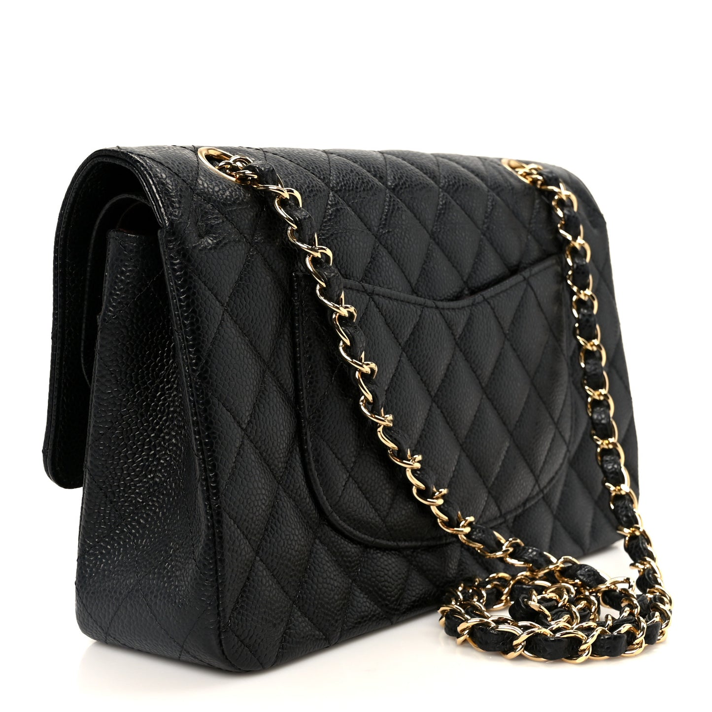 Caviar Quilted Medium Double Flap Black