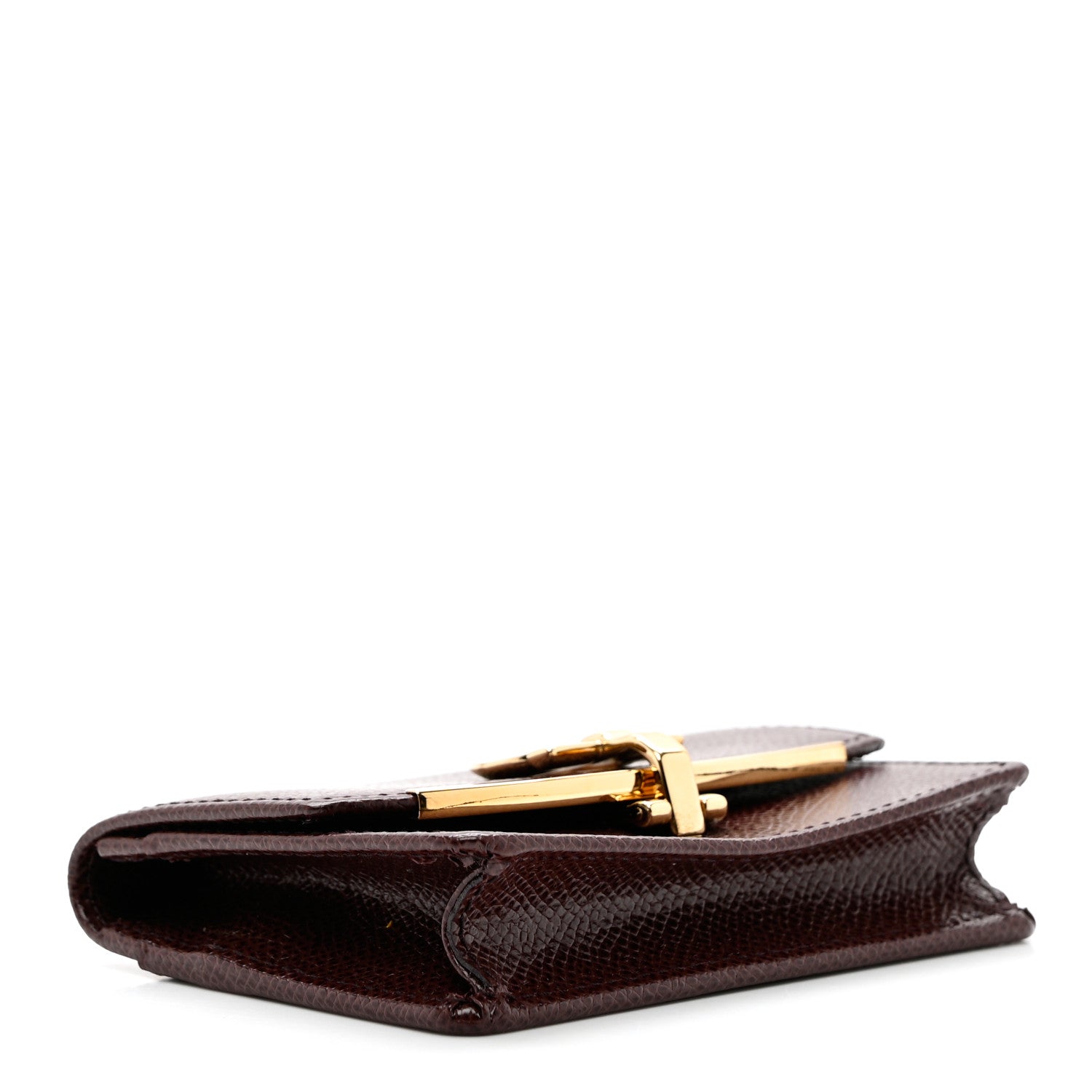 Salvatore Ferragamo Grained Calfskin Gancini Card Holder Brown 3 of 7