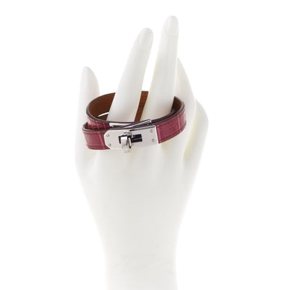 Hermes Matte Alligator Kelly Double Tour Bracelet S Fuchsia 2 of 7