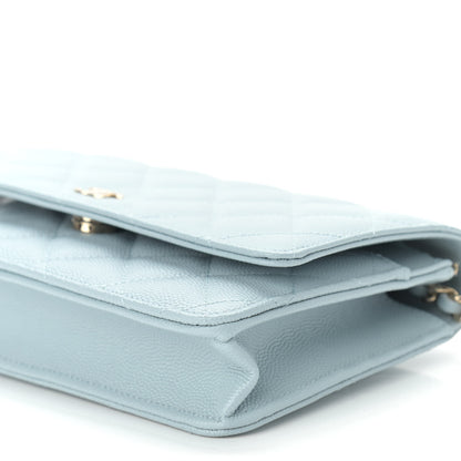 Chanel Caviar Quilted Wallet On Chain WOC Light Blue 9 of 9