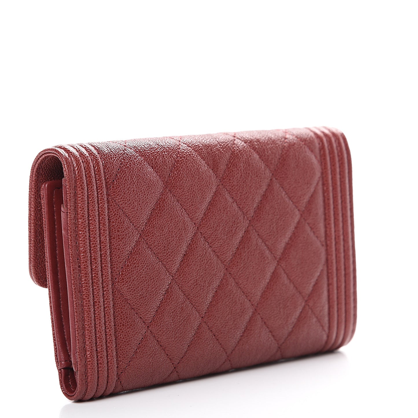 Caviar Quilted Medium Boy Flap Wallet Burgundy