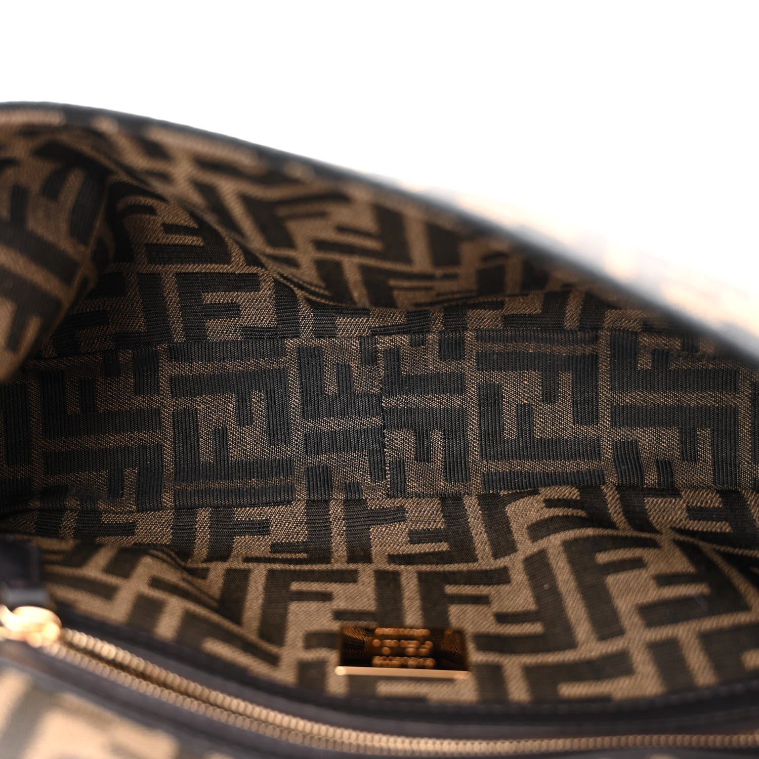 Fendi Fabric Jacquard FF 1974 Medium Baguette Tobacco Moro Black 5 of 11