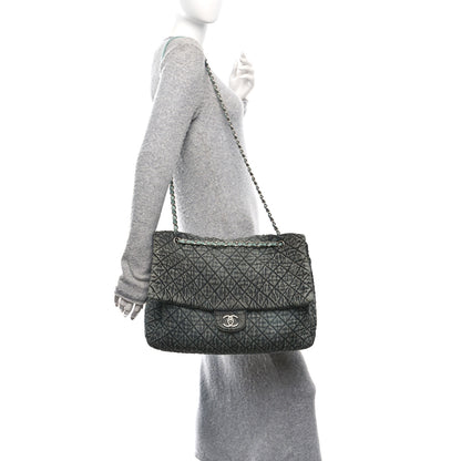 Chanel Denim Quilted Denimpression XXL Flap Blue Black 2 of 10