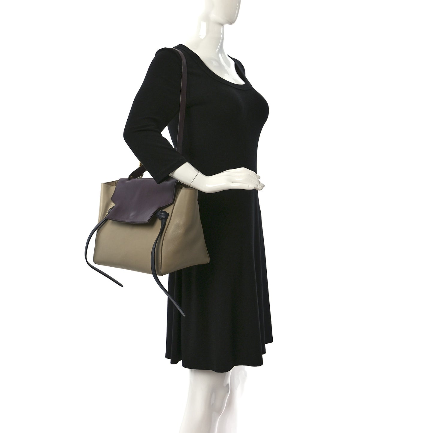 Smooth Calfskin Mini Tri-Color Belt Bag Beige Burgundy