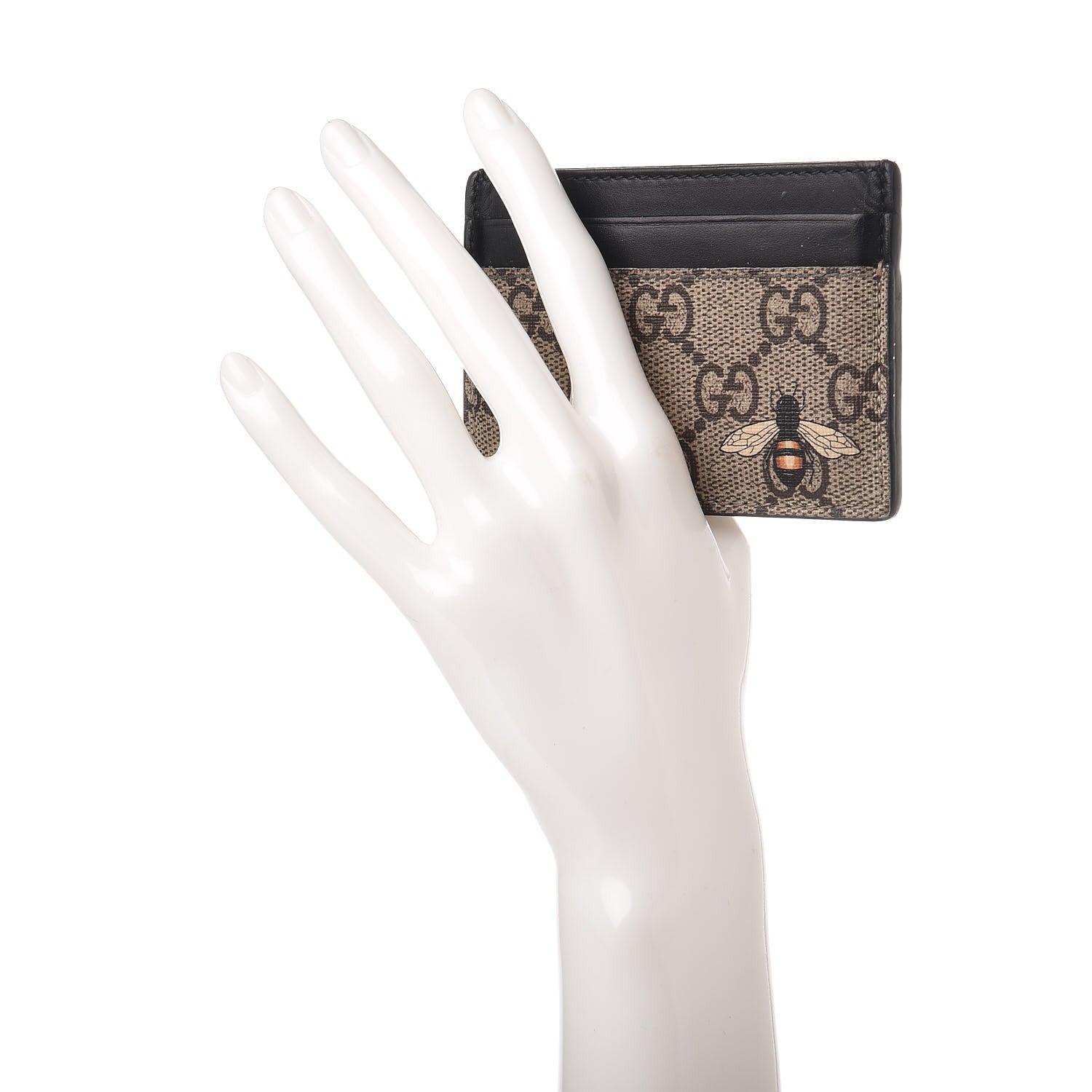 Gucci GG Supreme Monogram Bee Print Card Holder Black 2 of 6