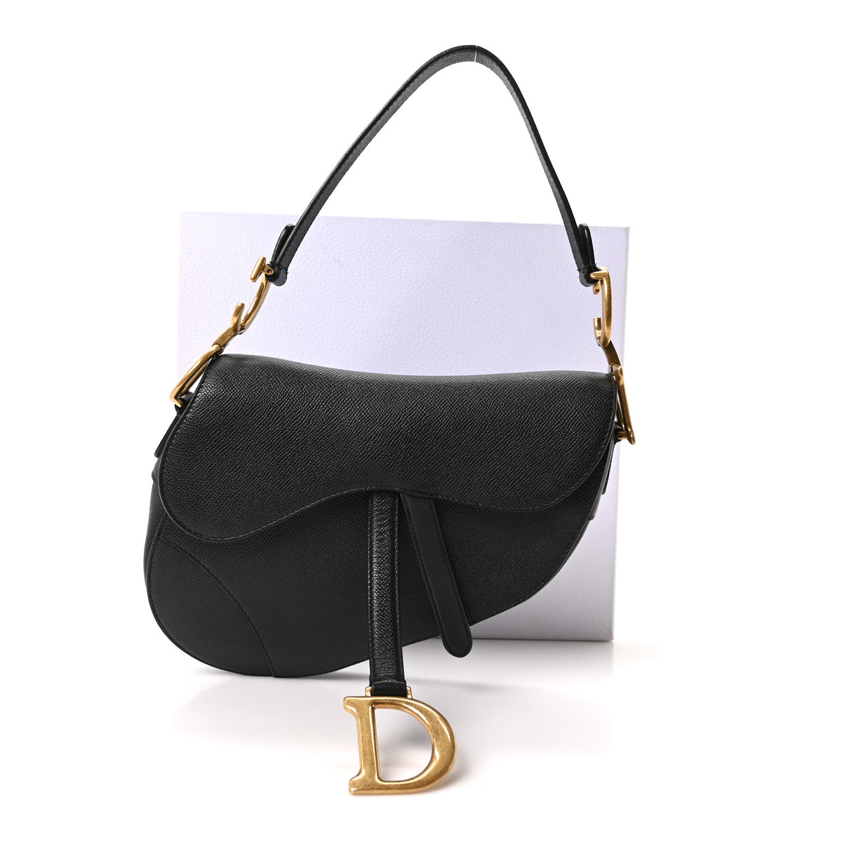 Christian Dior Grained Calfskin Saddle Bag Black 11 of 11