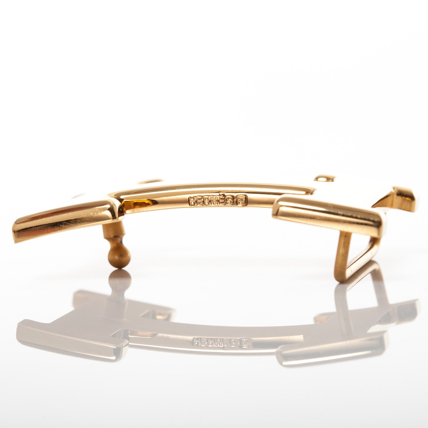 Hermes Leather Reversible H Belt 65 Gold Blanc 4 of 16