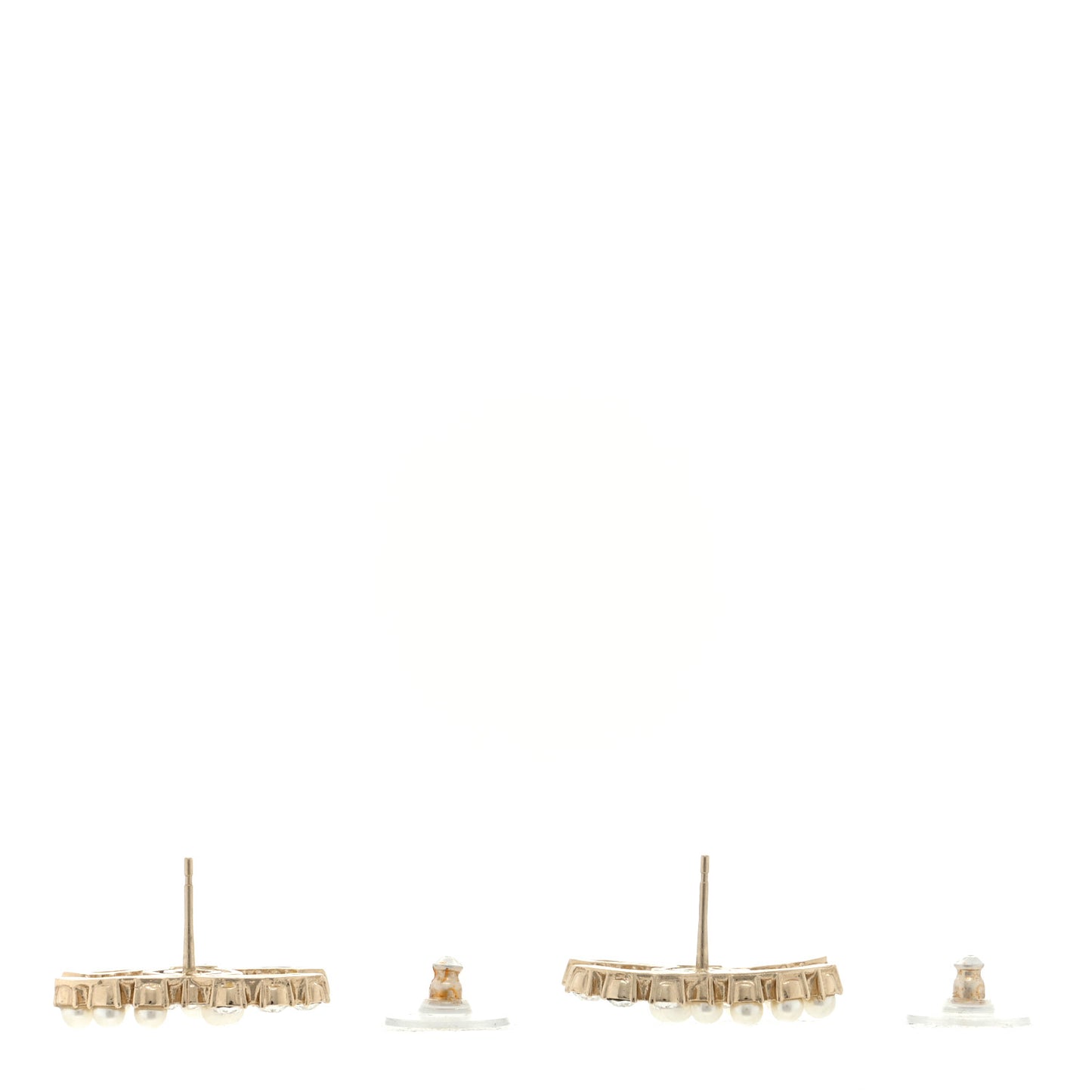 Pearl Crystal CC Earrings Gold