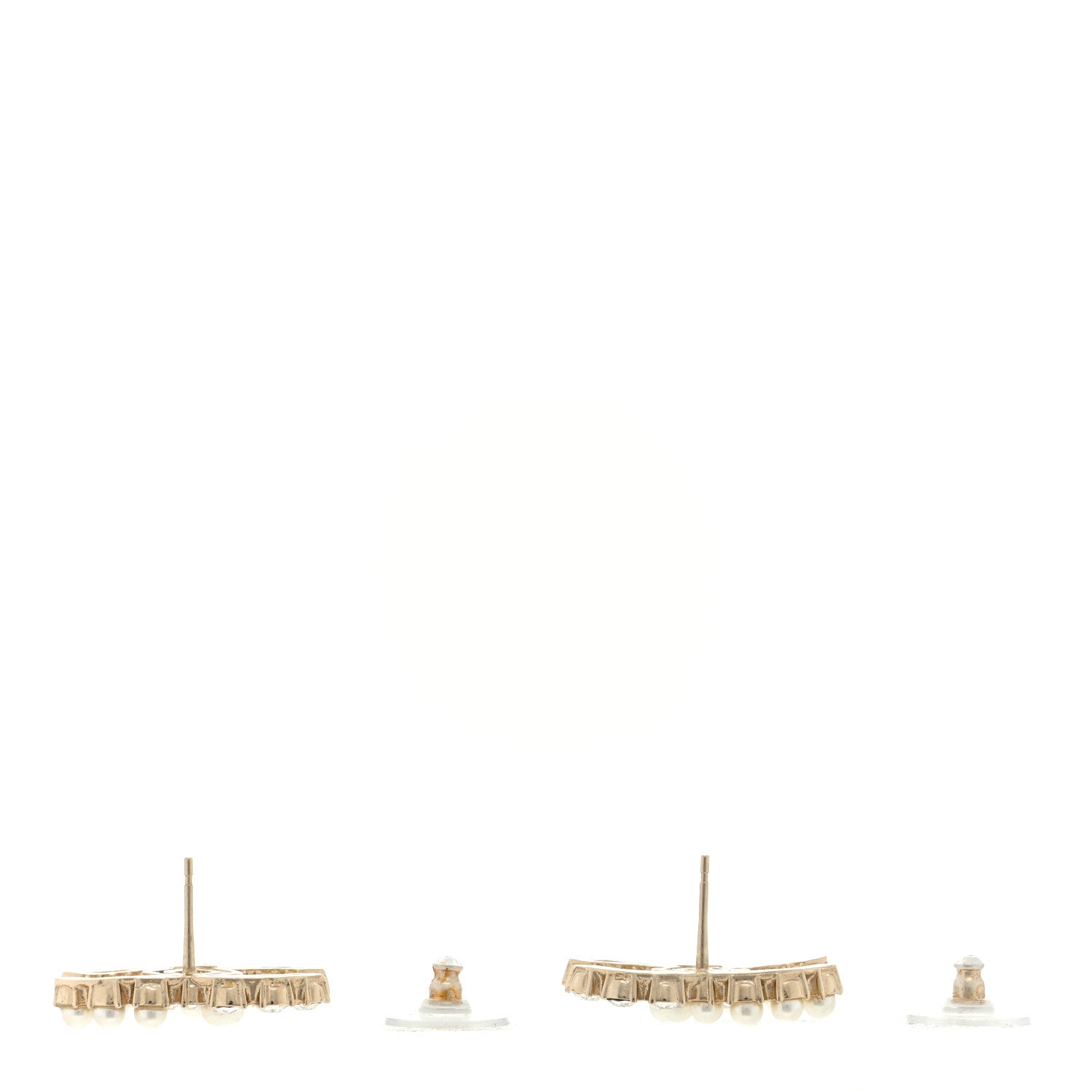 Chanel Pearl Crystal CC Earrings Gold 3 of 4