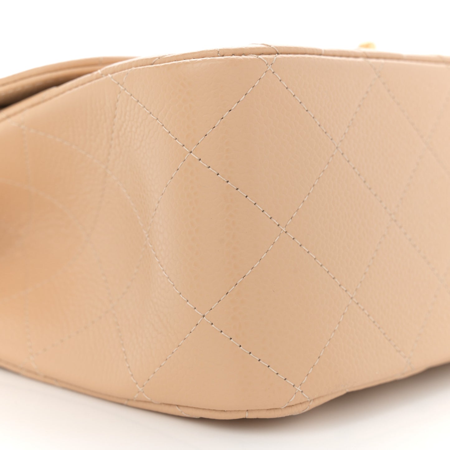 Caviar Quilted Jumbo Double Flap Beige