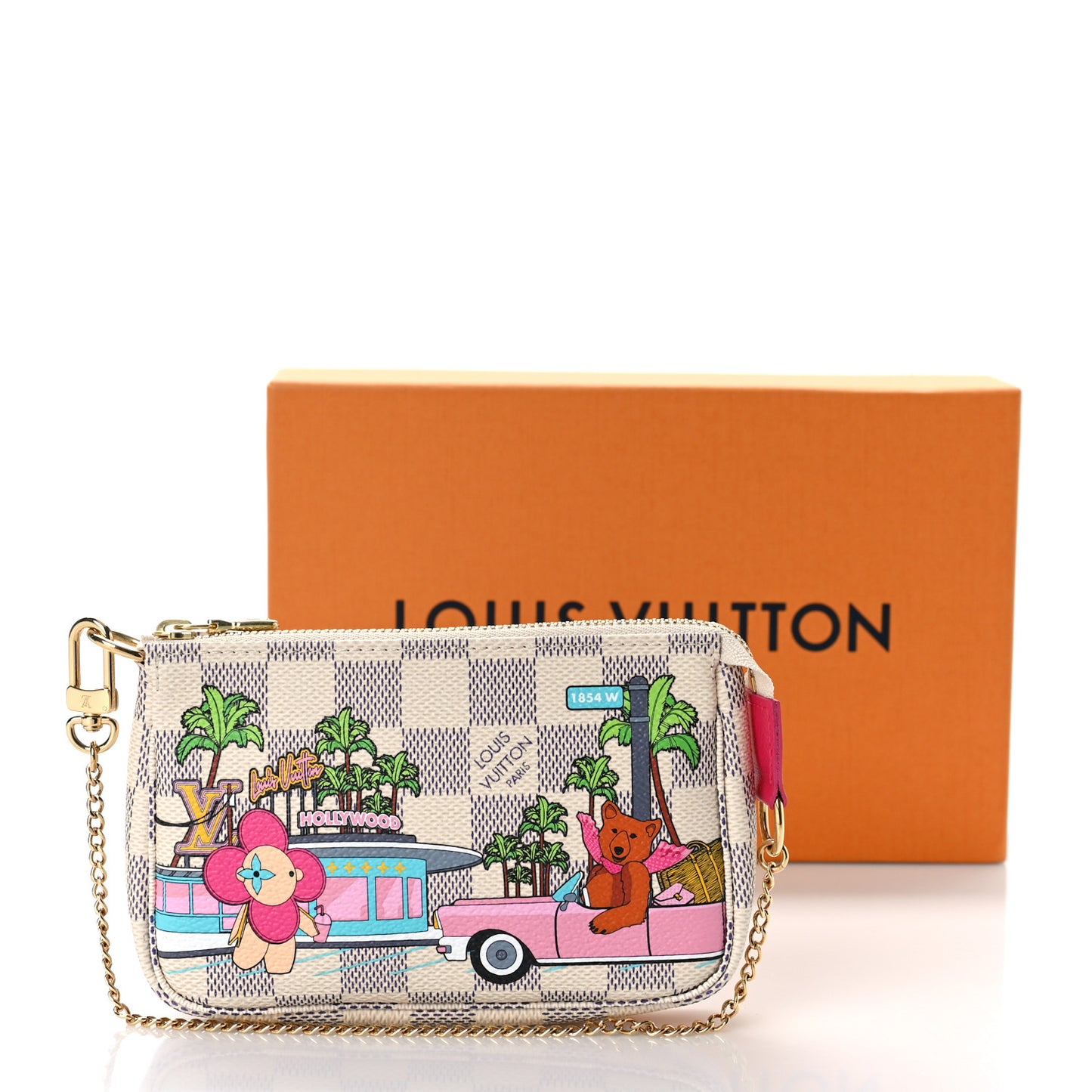 Damier Azur 2021 Christmas Animation Hollywood Mini Pochette Accessories Fuchsia