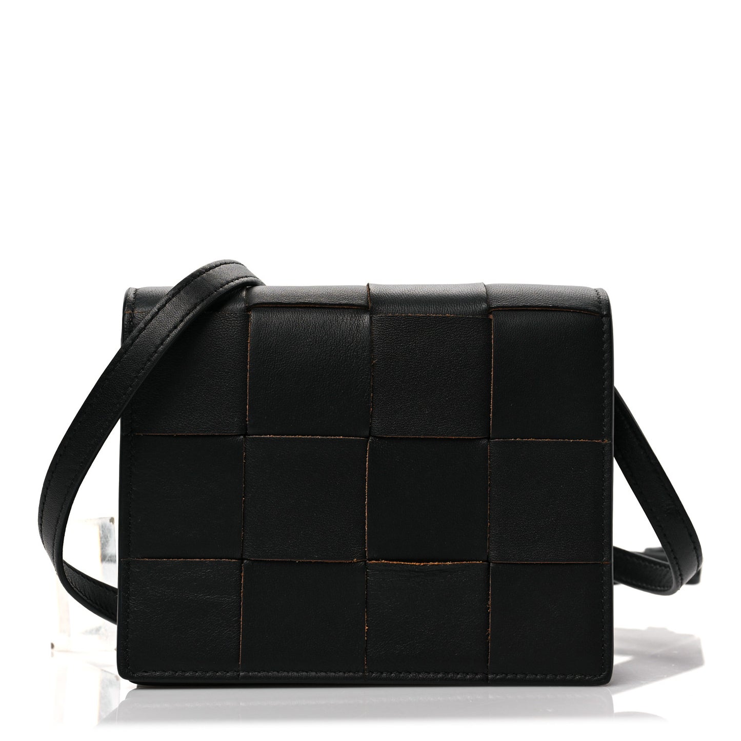 Lambskin Maxi Intrecciato Mini Cassette Crossbody Bag Black