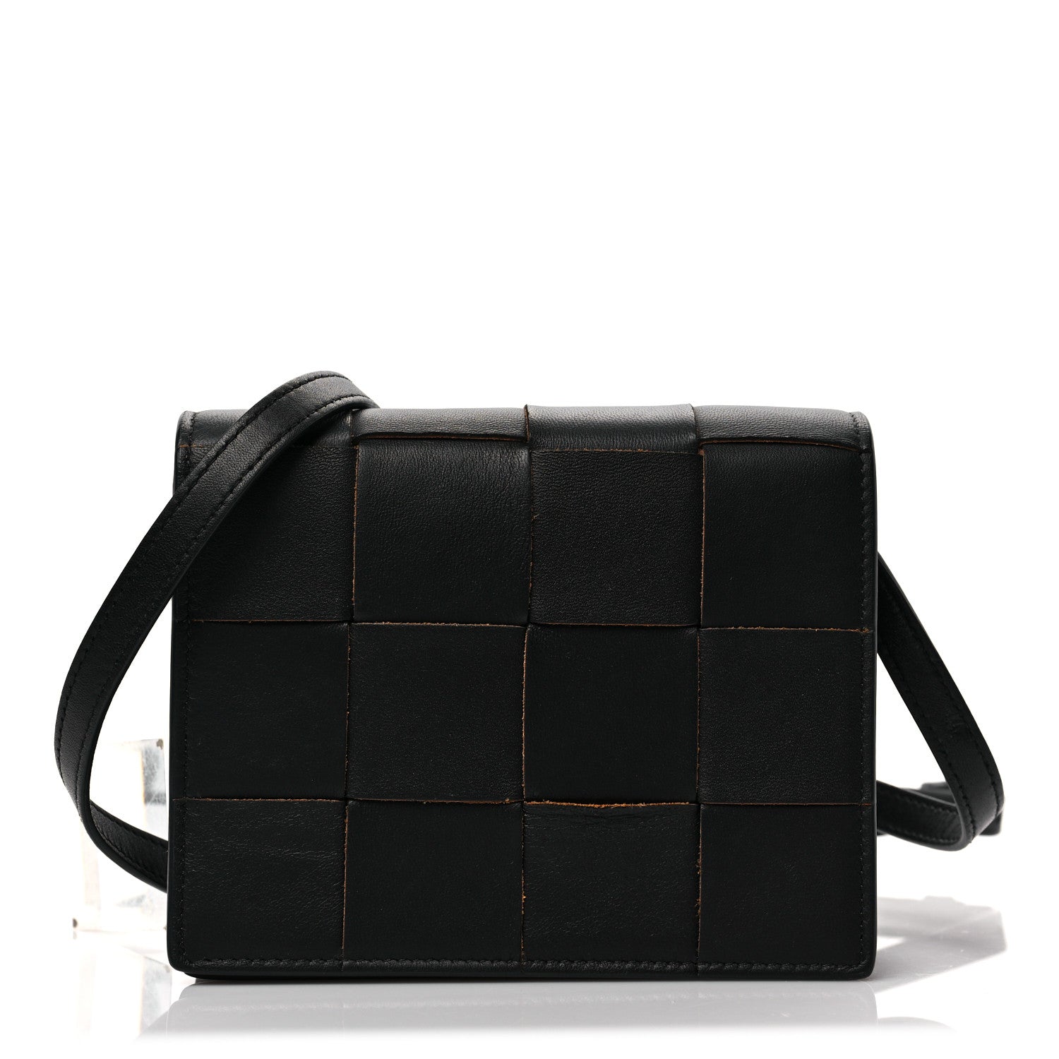 Bottega Veneta Lambskin Maxi Intrecciato Mini Cassette Crossbody Bag Black 1 of 15